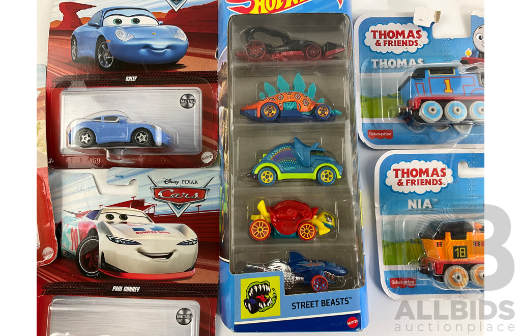 Boxed Hot Wheels Street Beasts, Thomas the Tank and Pixar Cars
