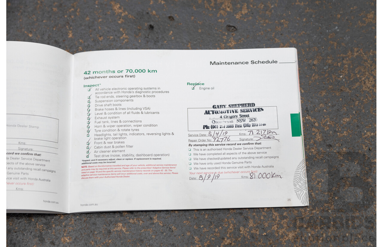 6/2016 Honda Odyssey Vti-L RC MY16 4d Wagon Carnelian Red 2.4L - 7 Seater