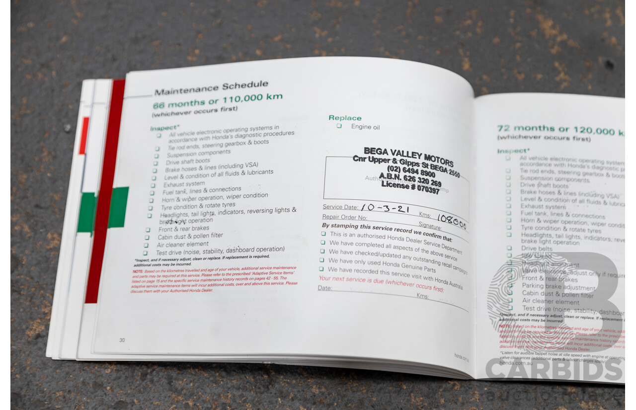 6/2016 Honda Odyssey Vti-L RC MY16 4d Wagon Carnelian Red 2.4L - 7 Seater