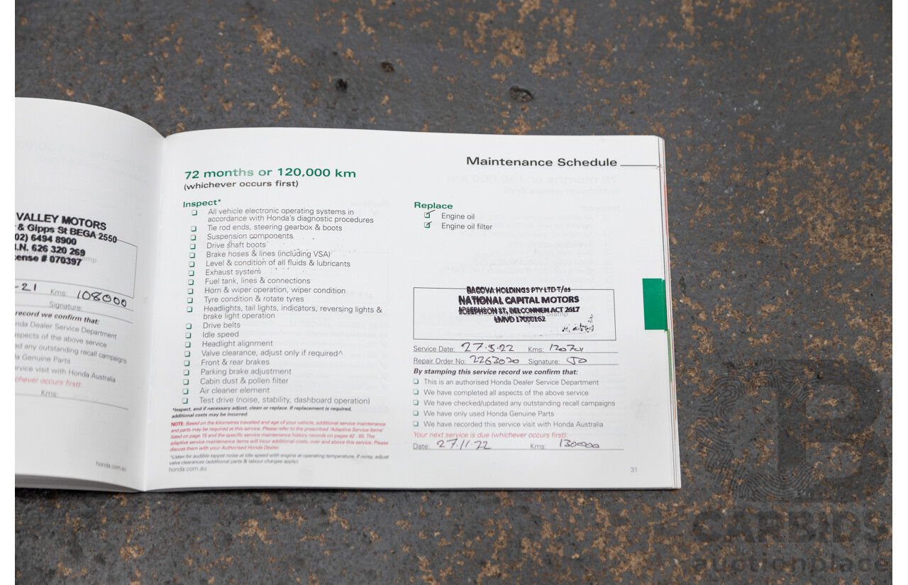 6/2016 Honda Odyssey Vti-L RC MY16 4d Wagon Carnelian Red 2.4L - 7 Seater