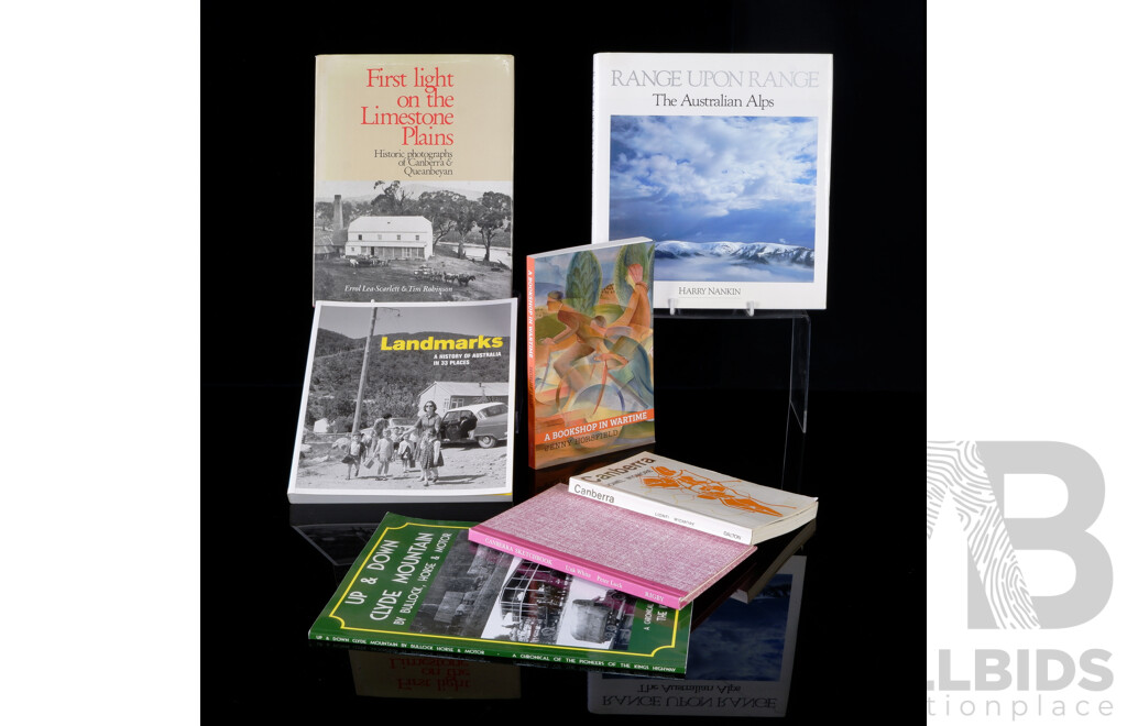 Collection Seven Books Relating to Canberra and District Including Canberra by Widmore, a Bookshop in Wartime and More