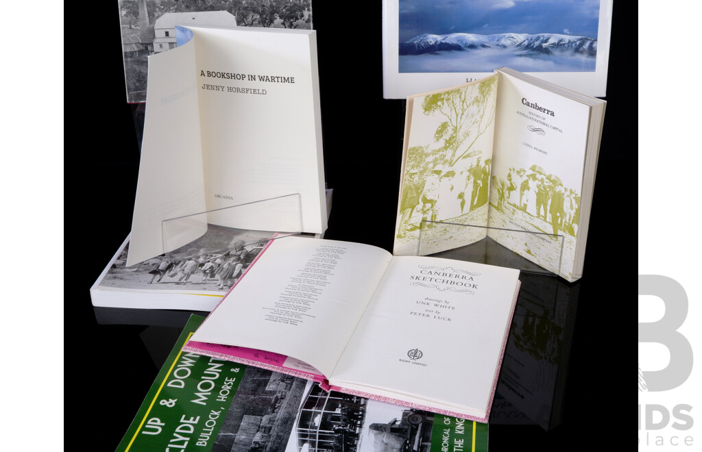 Collection Seven Books Relating to Canberra and District Including Canberra by Widmore, a Bookshop in Wartime and More