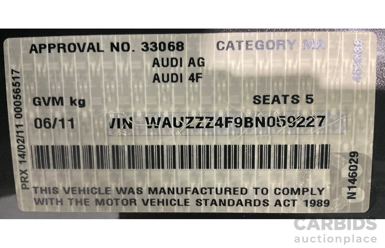 6/2011 Audi A6 2.0 TFSI 4GL 4d Sedan Dakota Grey Metallic Turbo 2.0L