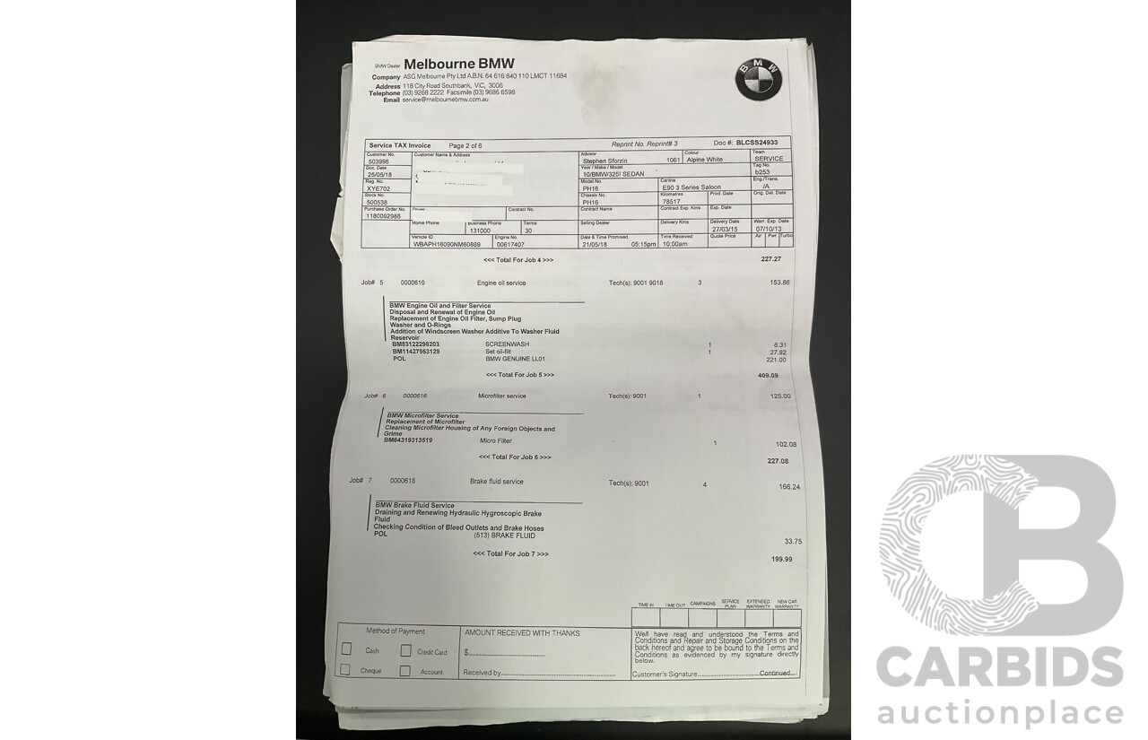 9/2010 BMW 325i Exclusive E90 MY10 4d Sedan Alpine White 2.5L