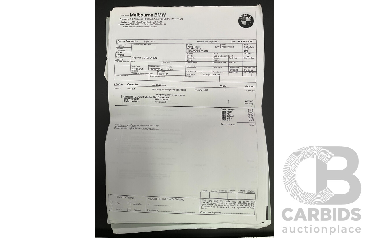 9/2010 BMW 325i Exclusive E90 MY10 4d Sedan Alpine White 2.5L