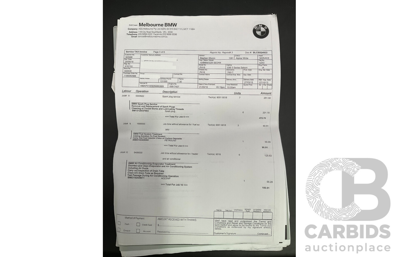 9/2010 BMW 325i Exclusive E90 MY10 4d Sedan Alpine White 2.5L