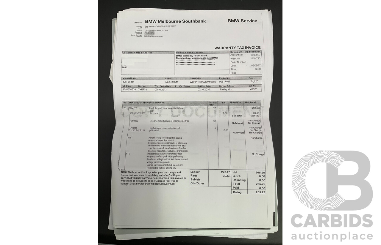 9/2010 BMW 325i Exclusive E90 MY10 4d Sedan Alpine White 2.5L