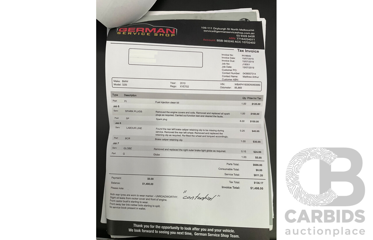 9/2010 BMW 325i Exclusive E90 MY10 4d Sedan Alpine White 2.5L