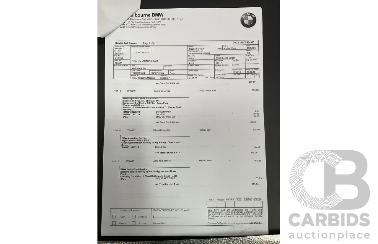 9/2010 BMW 325i Exclusive E90 MY10 4d Sedan Alpine White 2.5L