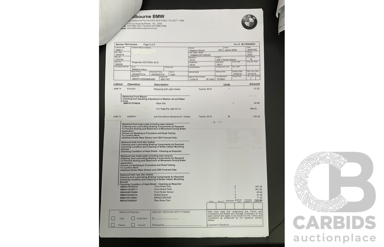 9/2010 BMW 325i Exclusive E90 MY10 4d Sedan Alpine White 2.5L