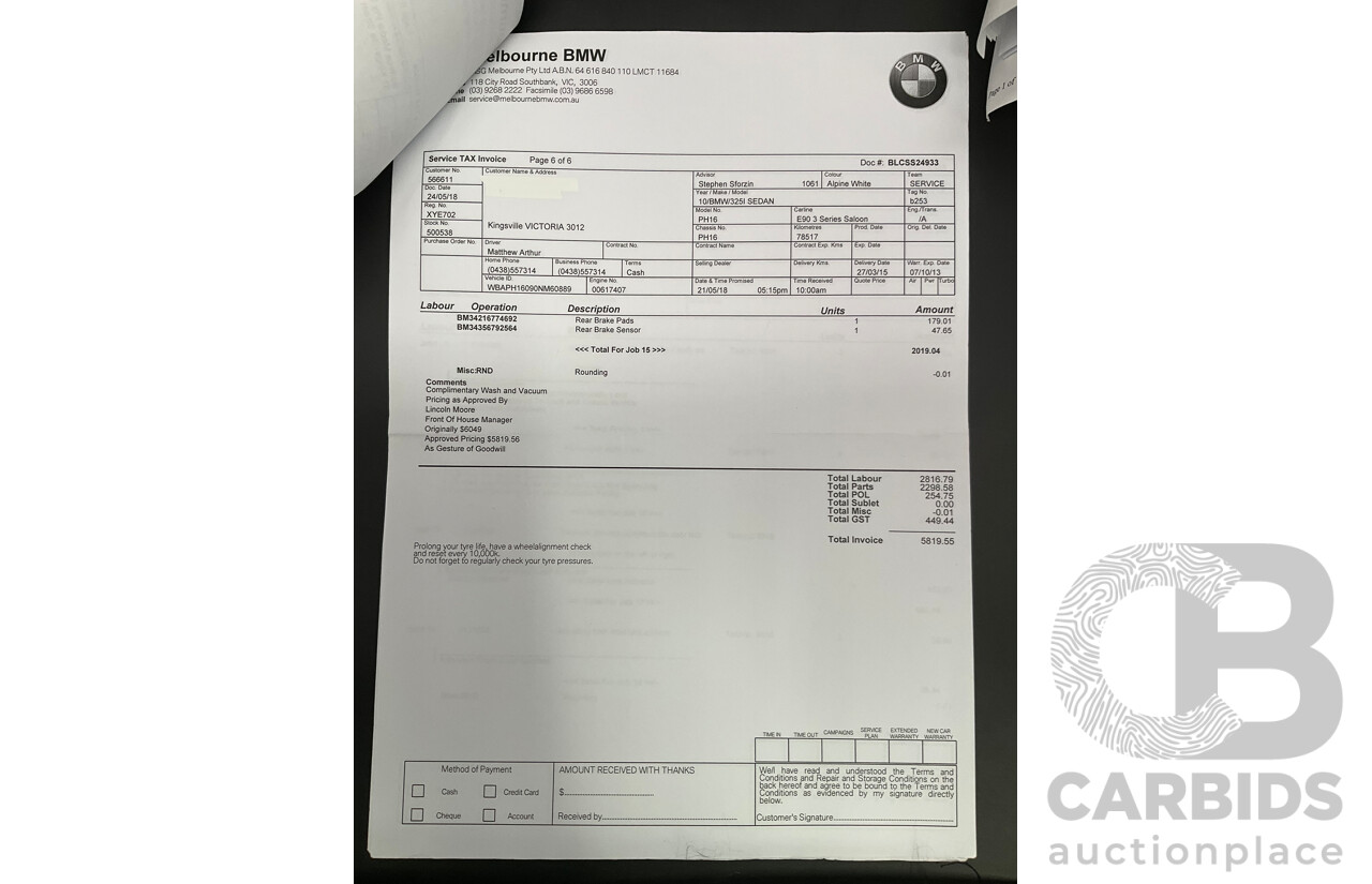 9/2010 BMW 325i Exclusive E90 MY10 4d Sedan Alpine White 2.5L