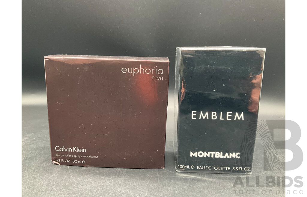 CALVIN KLEIN Euphoria and EMBLEM MontBlanc Perfumes - Lot of 2