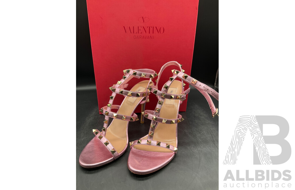 Rockstuds Caged Pumps Shoes Size EU 38 Metalic Pink Branded VALENTINO GARAVANI