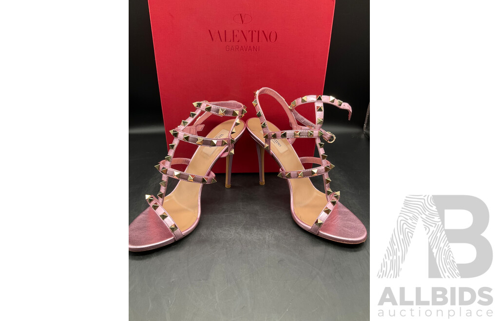 Rockstuds Caged Pumps Shoes Size EU 38 Metalic Pink Branded VALENTINO GARAVANI