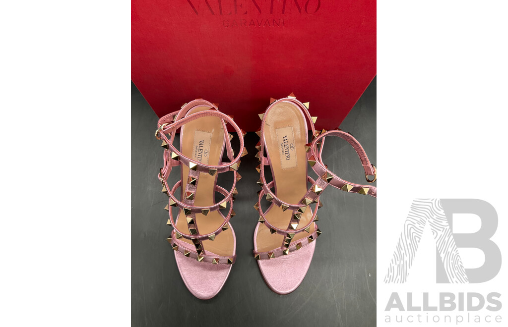 Rockstuds Caged Pumps Shoes Size EU 38 Metalic Pink Branded VALENTINO GARAVANI