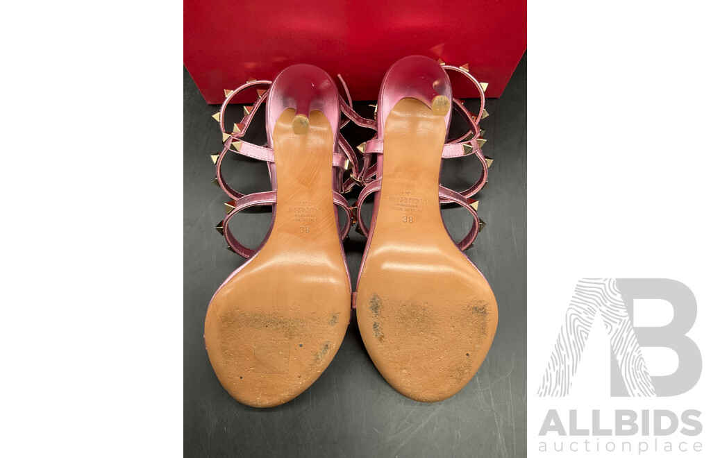 Rockstuds Caged Pumps Shoes Size EU 38 Metalic Pink Branded VALENTINO GARAVANI