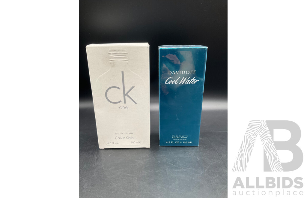 CALVIN KLEIN One and DAVIDOFF Cool Water Eau De Toilette - Lot of 2