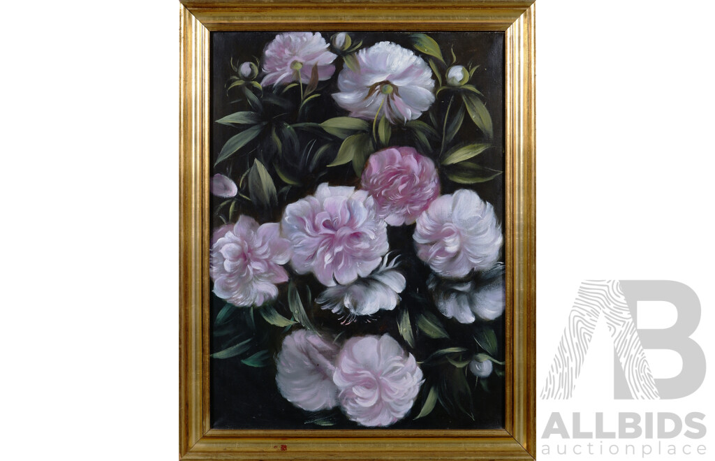 Artist Unknown, (20th Century), Peonies, Lovely Vintage Oil on Canvas, 92 x 71 cm (frame)