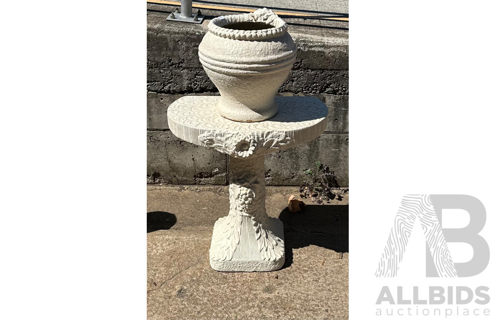 Decorative Ceramic Planter with Ceramic Single Pedestal Demilune