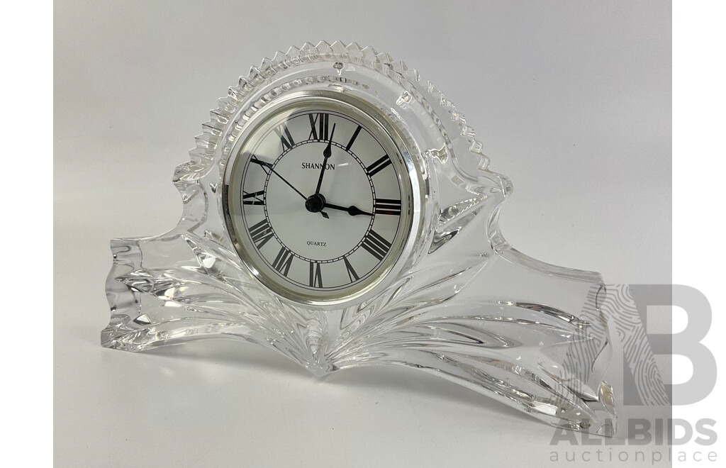 Vintage Shannon Lead Glass Mantel Clock