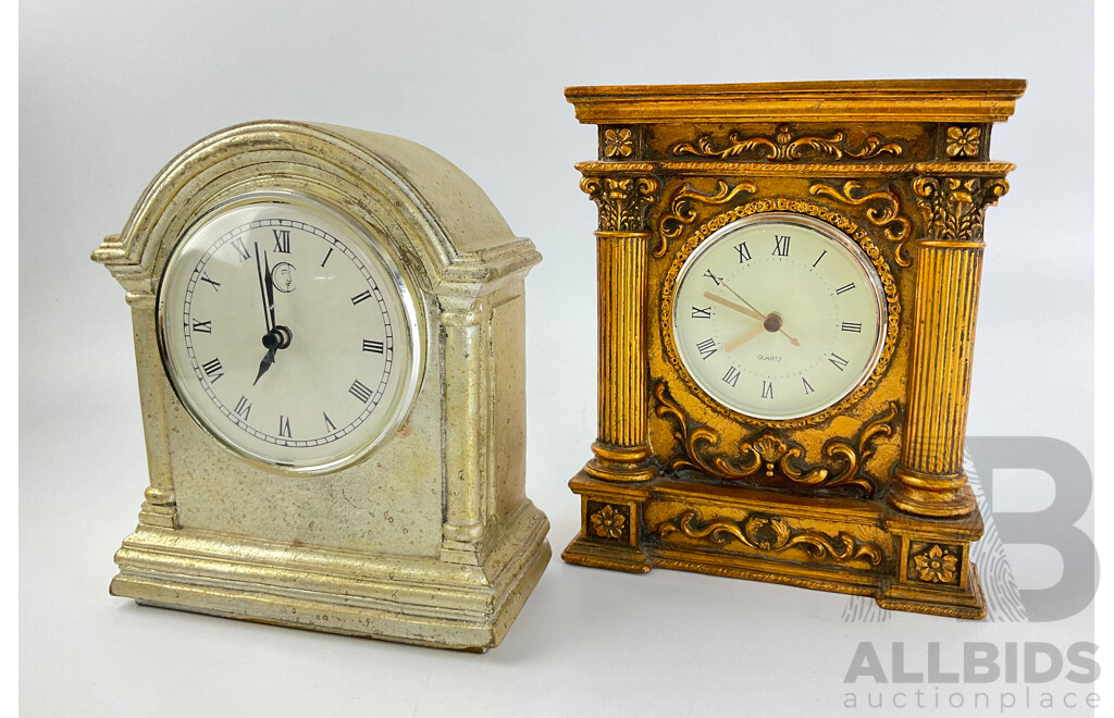 Two Abacus Resin Mantel Clocks with Roman Numerals