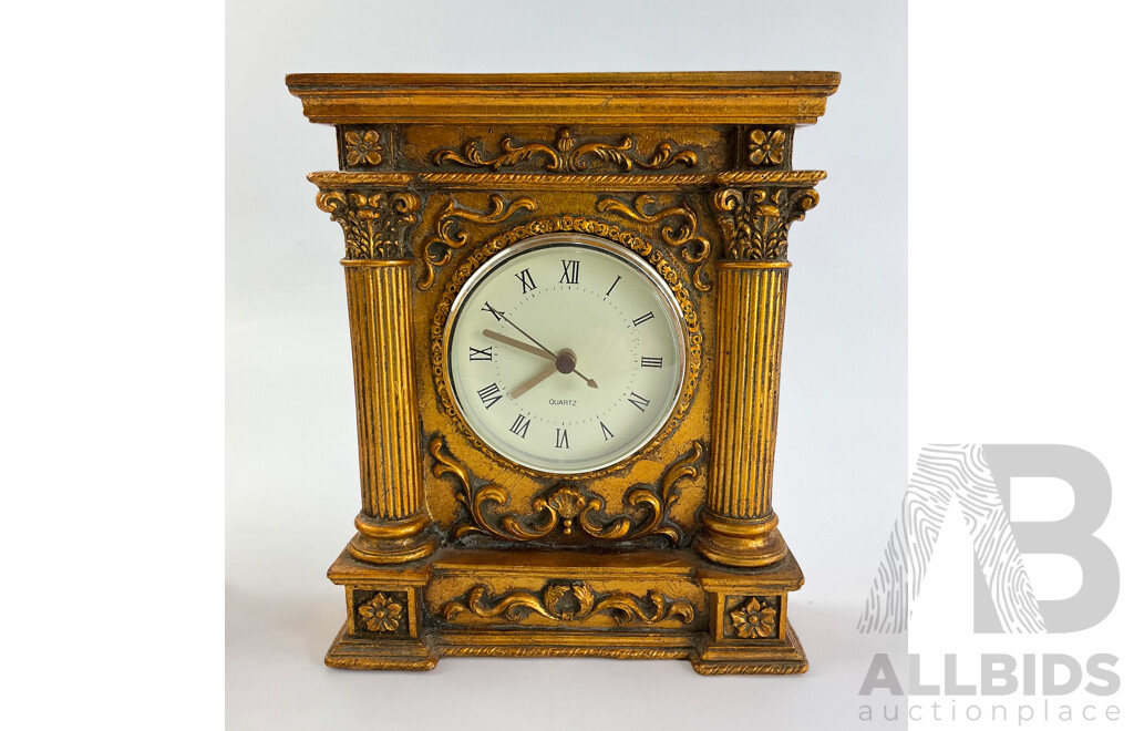 Two Abacus Resin Mantel Clocks with Roman Numerals