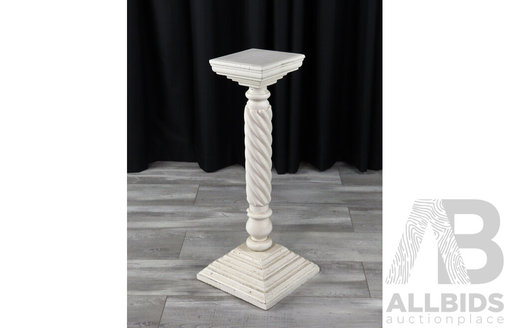 White Painted Pedestal with Spiral Column