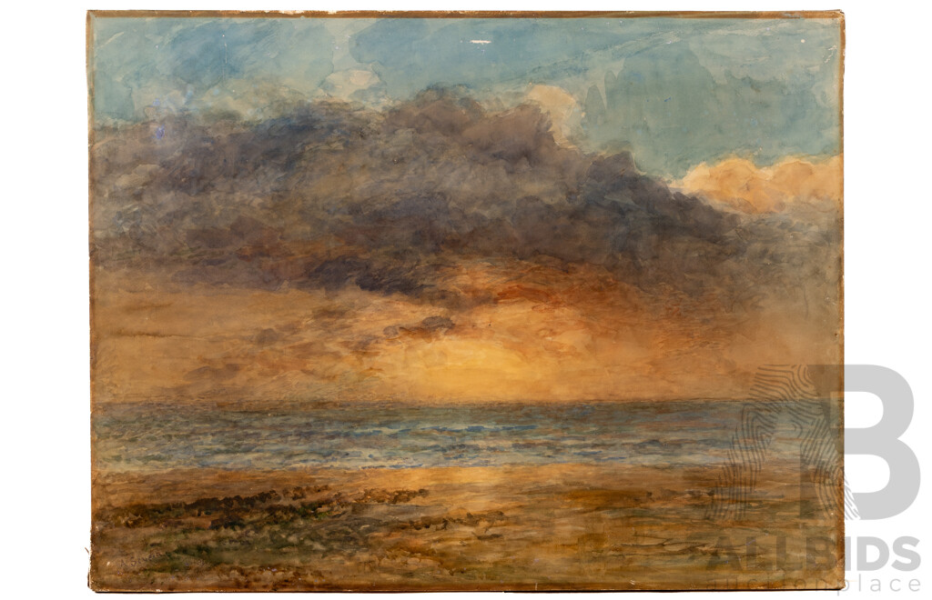 Arthur Severn, (19th/20th Centuries, British, 1842-1931), Water at Sunset, Original Watercolour