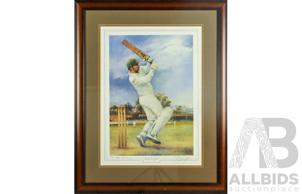 D'Arcy W. Doyle, (20th Century, Australian, 1932-2001), Captain Courageous [Allan Border], Original Colour Print, Limited Edition & Signed by Border and the Artist, 94 x 74 cm (frame)