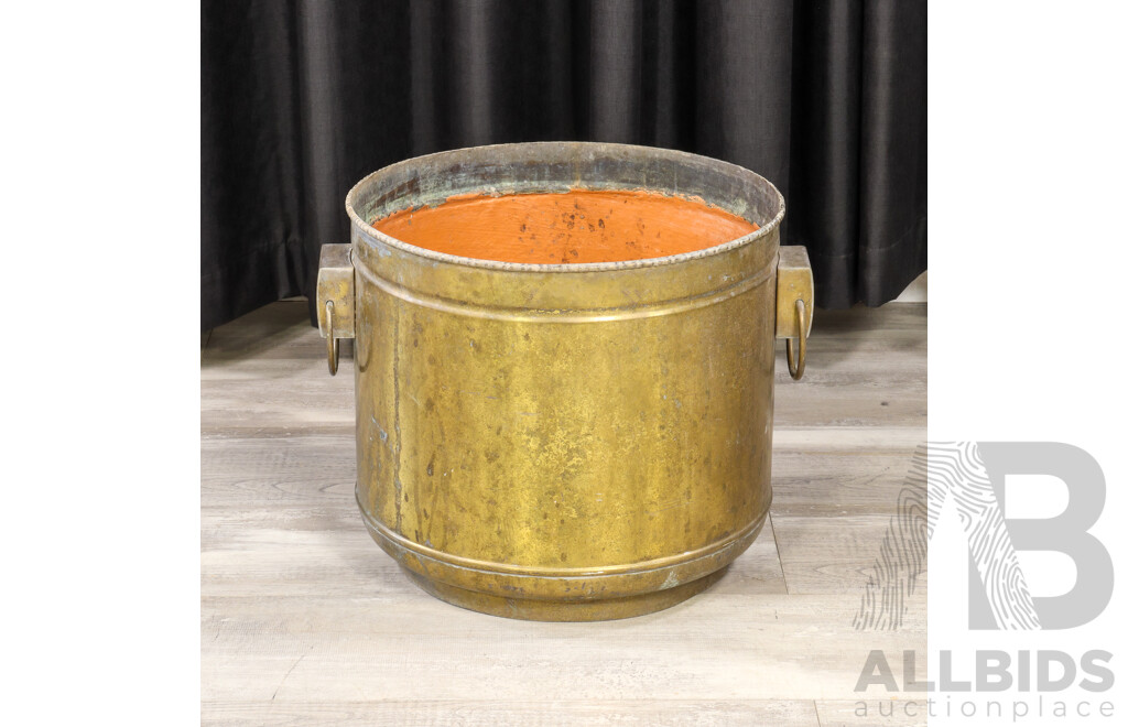Large Brass Cauldron with Ring Handles