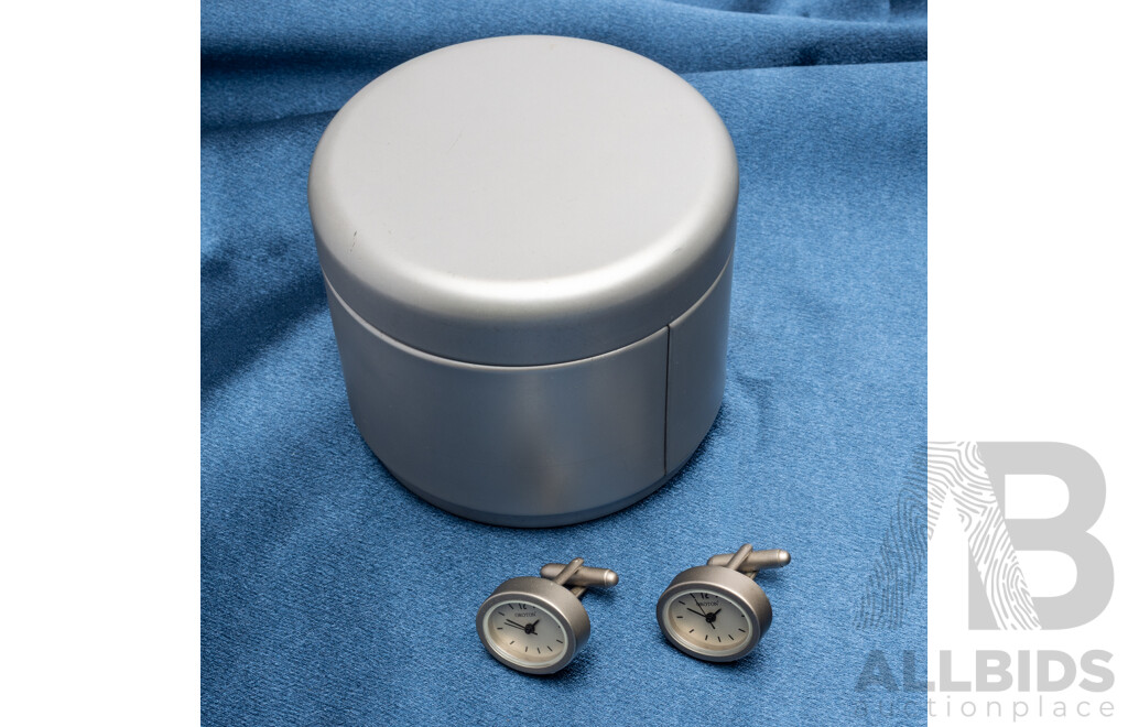 Oroton Metal Alloy Analog Clock Cufflinks