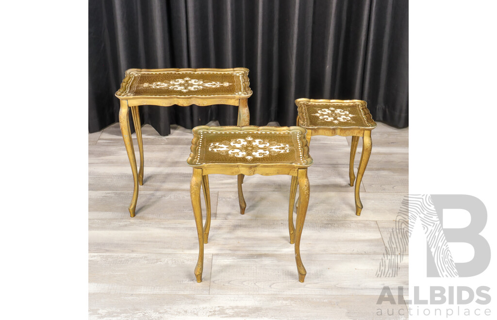 Nest of Three Italian Florentine Side Tables