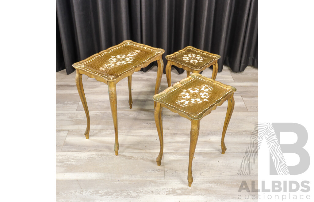 Nest of Three Italian Florentine Side Tables