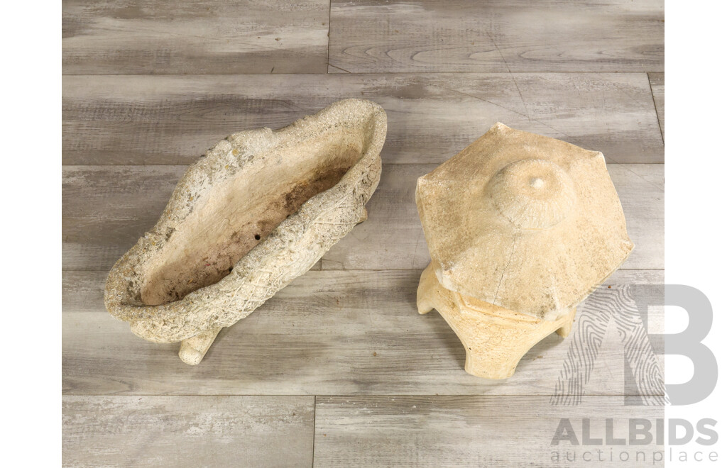 Small Cast Concrete Pergola with French Style Trough Planter