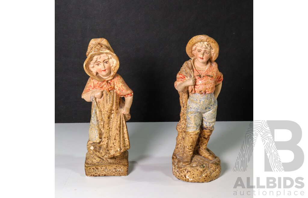 Pair of French Plaster Statues Including Bonnie Maman and Bon Papa