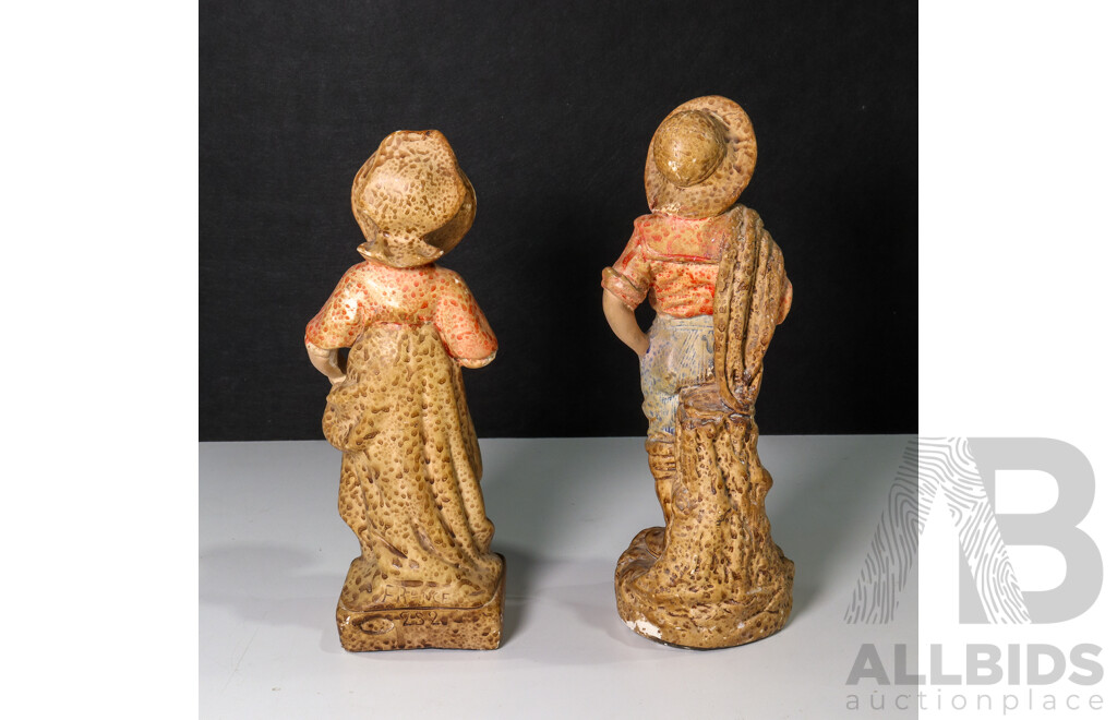 Pair of French Plaster Statues Including Bonnie Maman and Bon Papa