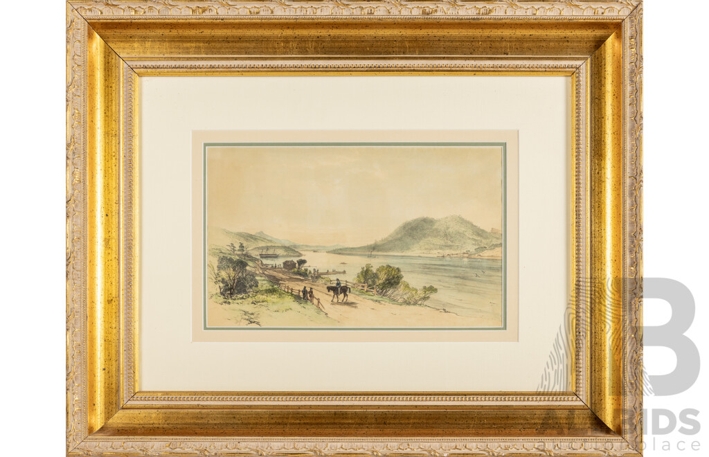 John Skinner Prout (19th Century, British, 1805-1876), Rest Down [One the Derwent] (c1860), Antique Hand Coloured Lithograph, 73W x 58H cm (frame)