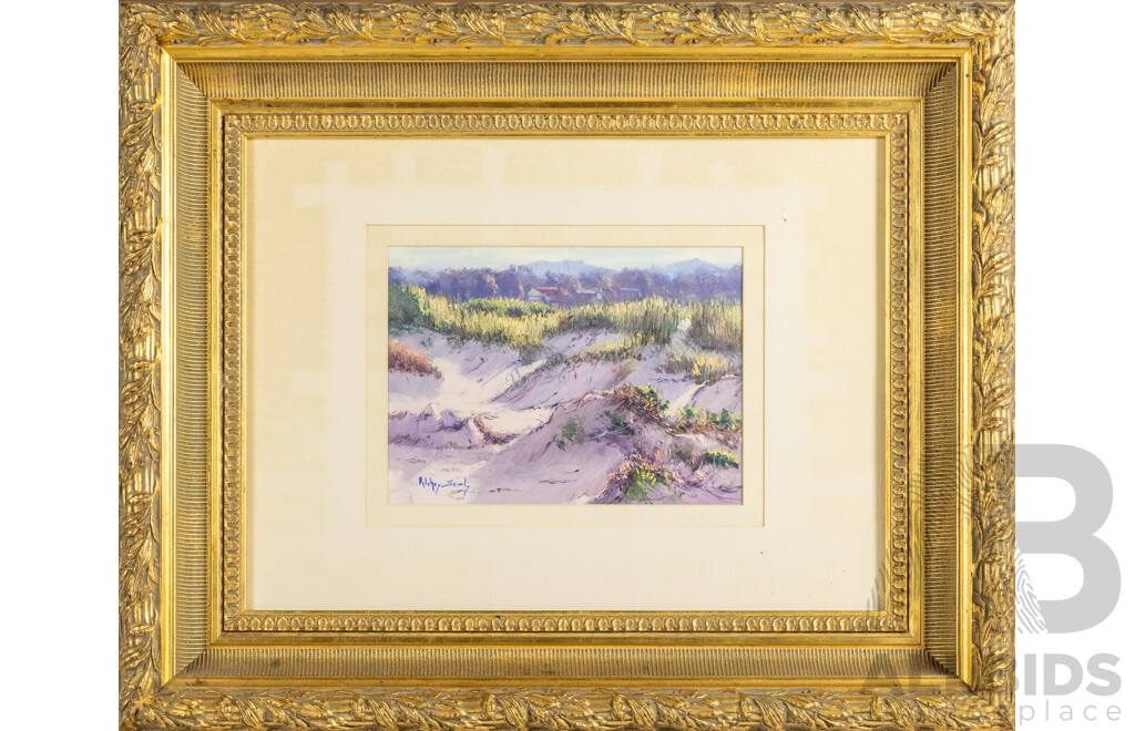 Richard (Ritchey) Sealy, (20th Century, Australian, 1962-), Last Winter Light, Broulee, Lovely Original Oil on Board, 84W x 68H cm (frame)