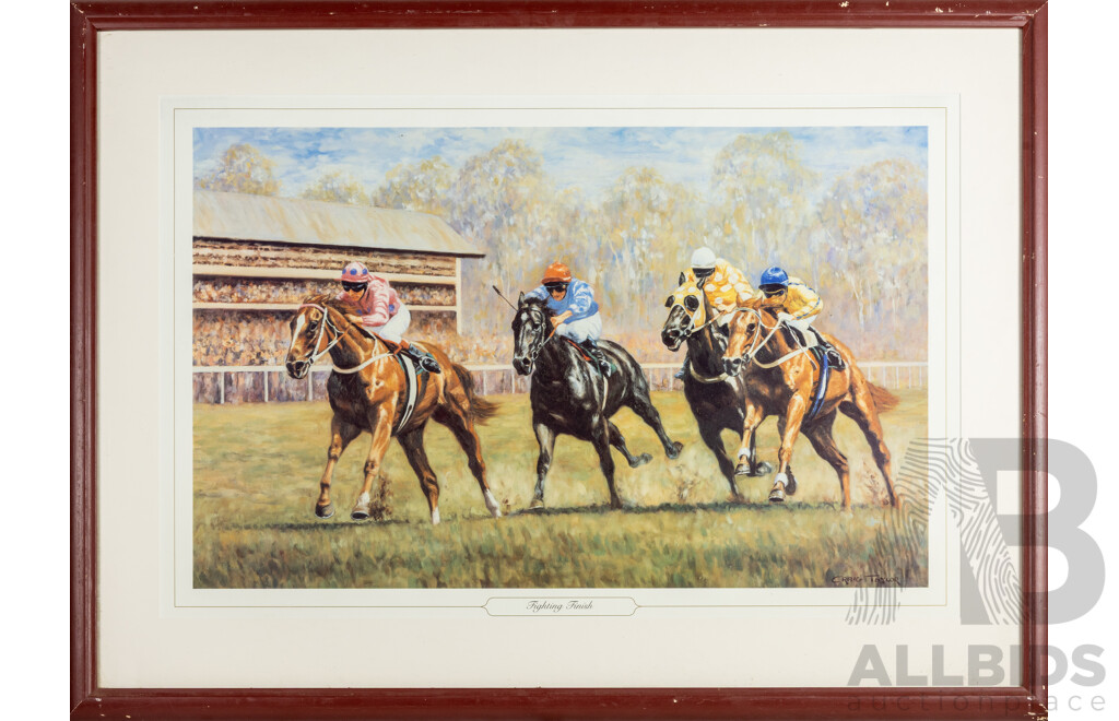 Craig Taylor, (20th Century, Australian, 1952-), Fighting Finish, Offset Lithograph, 81 H x 101 W cm (frame)