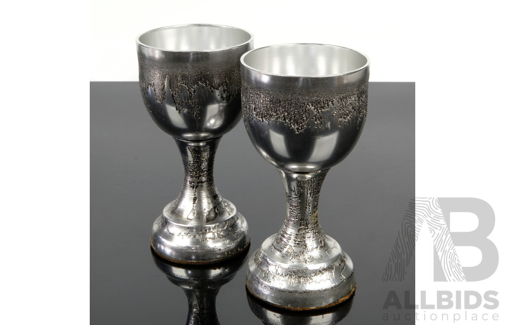 Pair Goblets with Textured Finish by Don Sheil