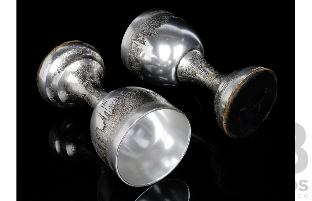 Pair Goblets with Textured Finish by Don Sheil