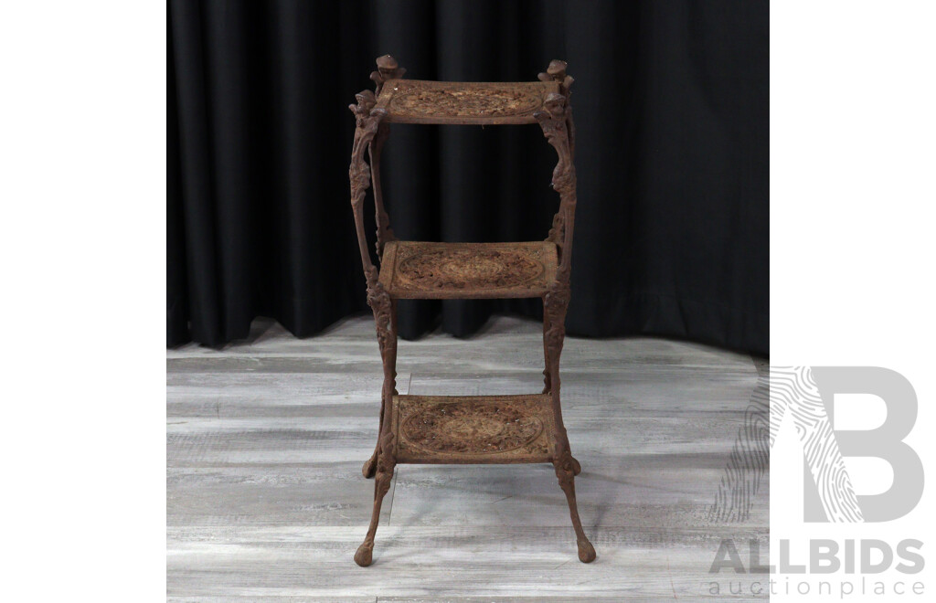 Vintage Cast Iron Three Tier Plant Stand