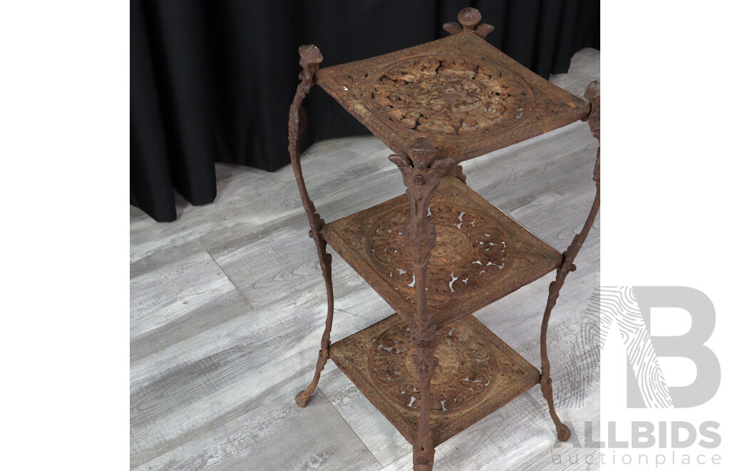 Vintage Cast Iron Three Tier Plant Stand