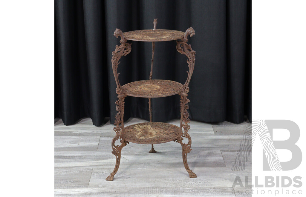 Vintage Cast Iron Three Tier Plant Stand