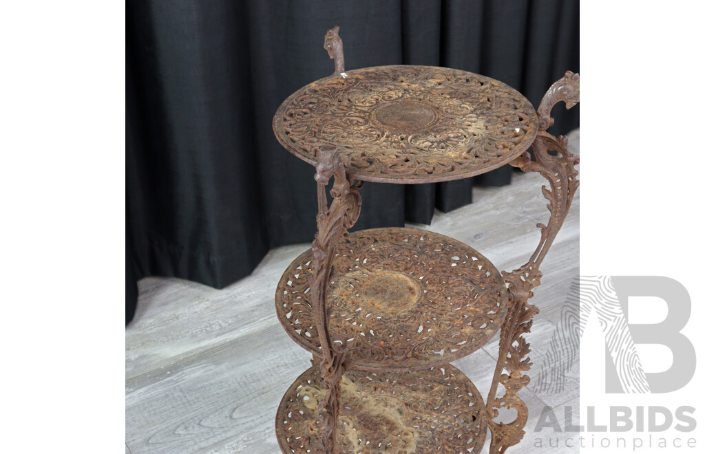 Vintage Cast Iron Three Tier Plant Stand