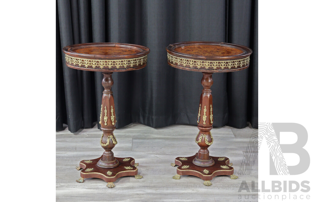 Pair of Italian Marquetry Top Wine Tables