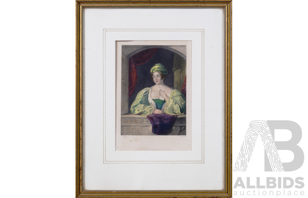 T Posselwhite After J Hollins, (19th Century, English School), The Baron's Daughter, Vintage Handcoloured Steel Engraving (c1840), 37 x 29 cm (frame)
