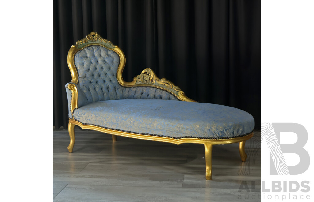 Gilt Open Ended Upholstered Chaise