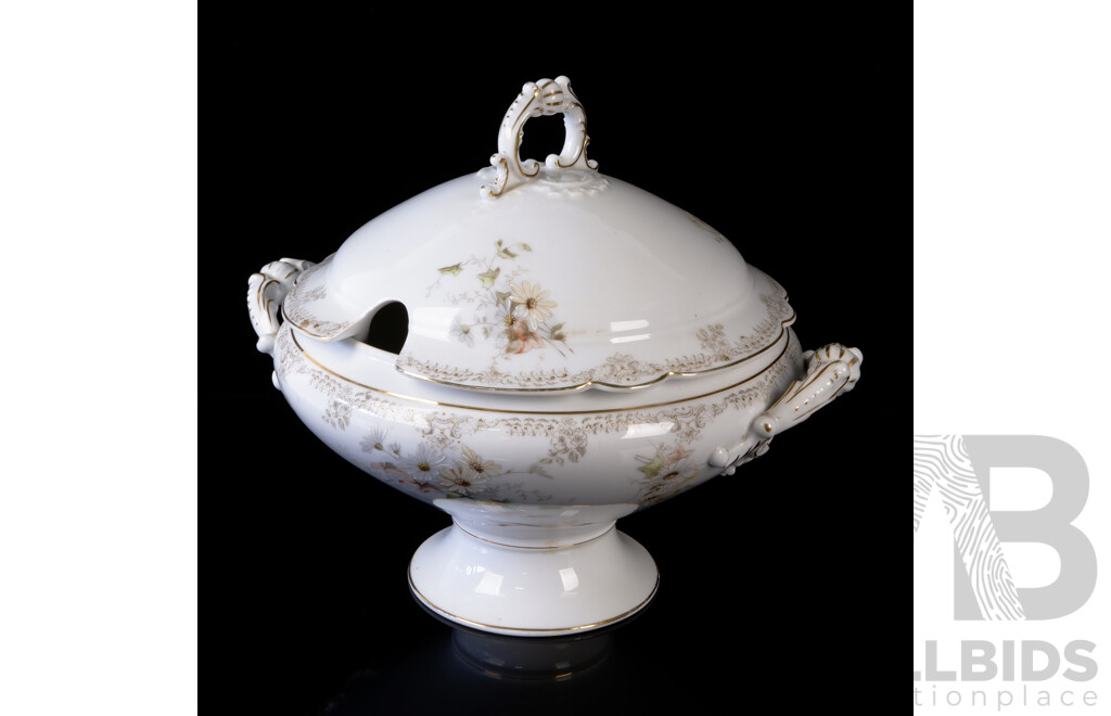 Vintage Large French Porcelain Lidded Tureen by K & as