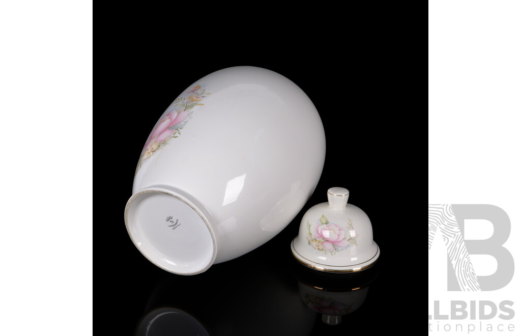 Large Italian Capodimonte Ceramic Lidded Urn with Floral Decoration